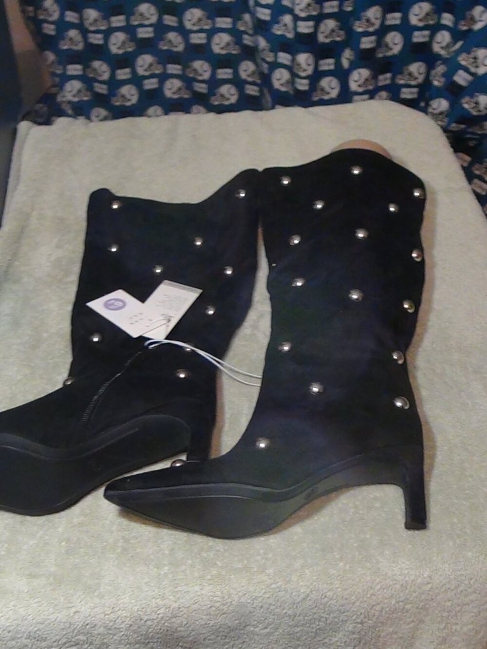 Women’s Justice 15" Studded 2" Heel Boots A New Day Size 6.5 WIDE Jet Black